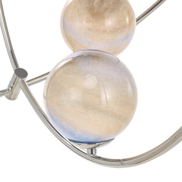 Mikara 7 Light Pendant Polished Chrome Marble Effect Glass - Image 4