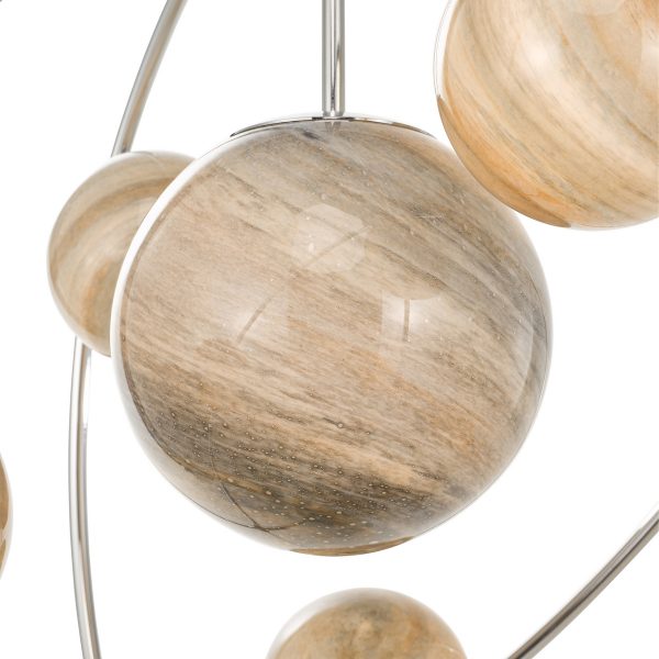 Mikara 7 Light Pendant Polished Chrome Marble Effect Glass - Image 5