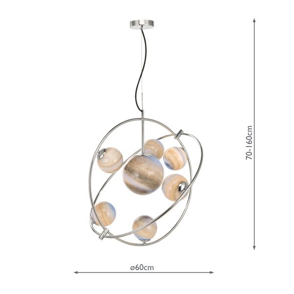 Mikara 7 Light Pendant Polished Chrome Marble Effect Glass - Image 7
