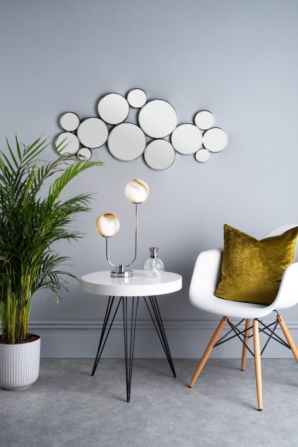Mikara 2 Light Table Lamp Polished Chrome Marble Effect Glass - Image 5