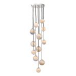 Mikara 12 Light Cluster Pendant Polished Chrome Marble Effect Glass 1.5M