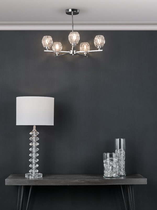 Mina Table Lamp Polished Chrome & Crystal With Shade - Image 6