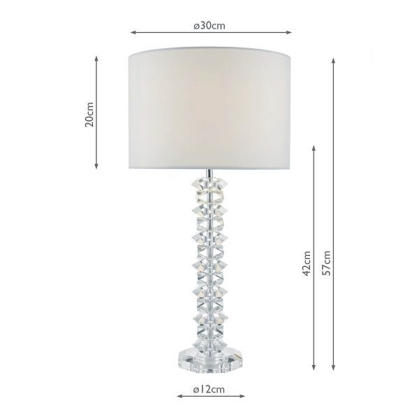 Mina Table Lamp Polished Chrome & Crystal With Shade - Image 7