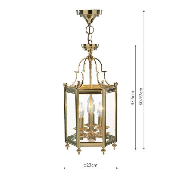 Moorgate Hexagonal Hall Lantern Dual Mount Polished Brass - Image 5