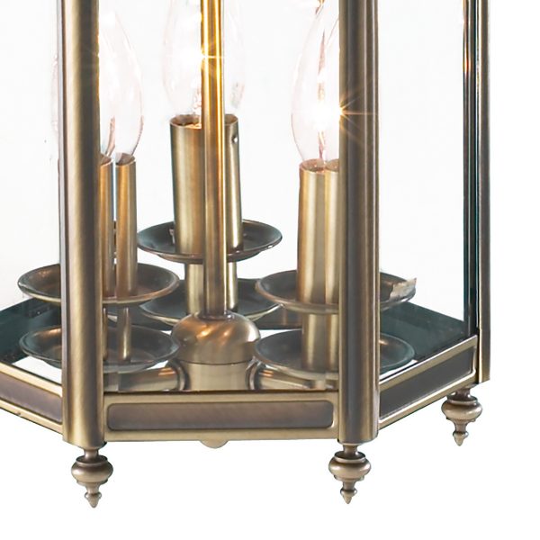 Moorgate Hexagonal Hall Lantern Dual Mount Antique Brass - Image 3