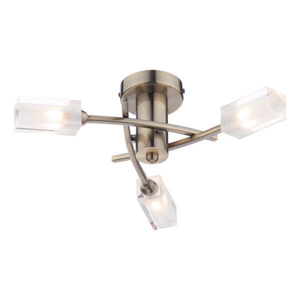 Morgan 3 Light Semi Flush Antique Brass