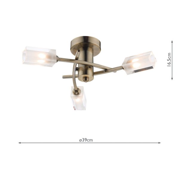 Morgan 3 Light Semi Flush Antique Brass - Image 5