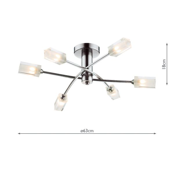 Morgan 6 Light Semi Flush Satin Chrome - Image 4