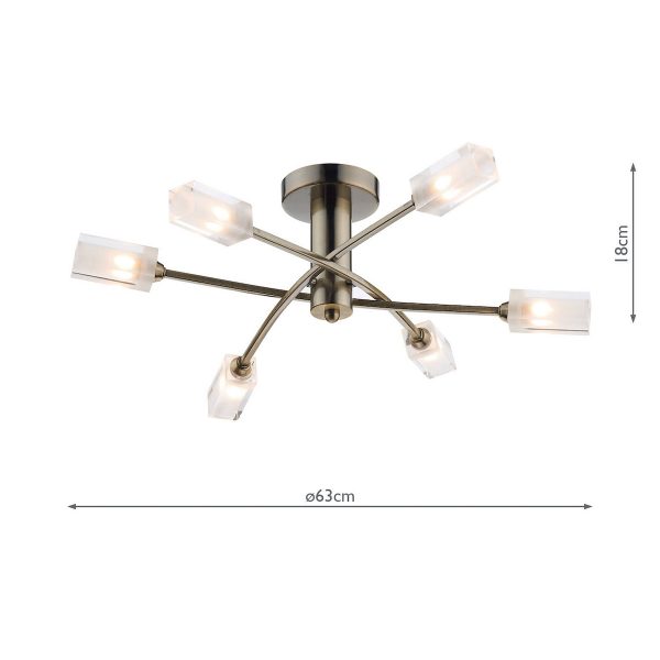 Morgan 6 Light Semi Flush Antique Brass - Image 4