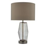 Mubina Touch Table Lamp Black Chrome Smoked Glass With Shade