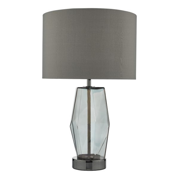 Mubina Touch Table Lamp Black Chrome Smoked Glass With Shade - Image 2