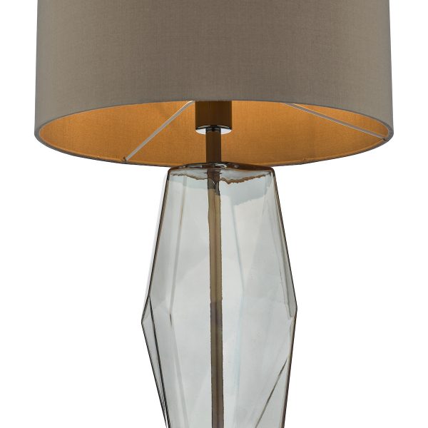 Mubina Touch Table Lamp Black Chrome Smoked Glass With Shade - Image 4