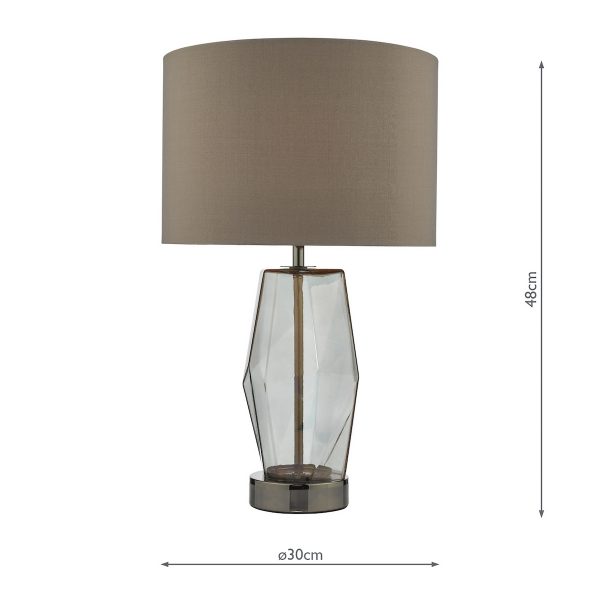 Mubina Touch Table Lamp Black Chrome Smoked Glass With Shade - Image 7