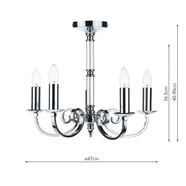 Murray 5 Light Dual Mount Pendant Polished Chrome - Image 5