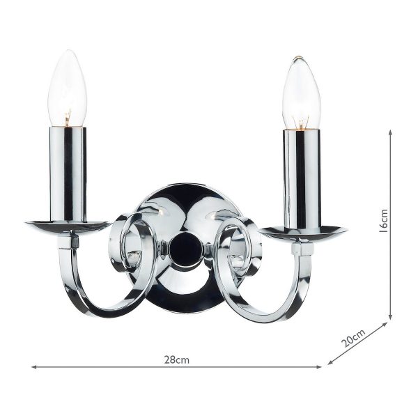 Murray 2 Light Wall Light Polished Chrome - Image 6