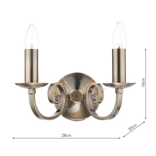 Murray Double Wall Bracket Antique Brass - Image 6