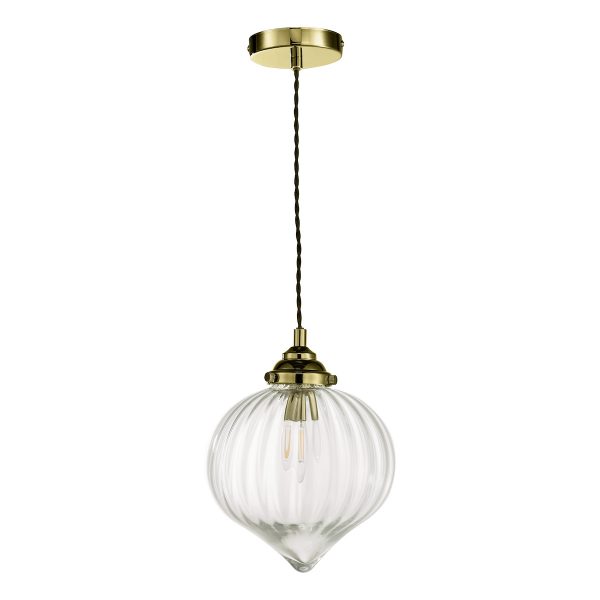 Mya 1 Light Single Pendant Antique Brass Glass - Image 2