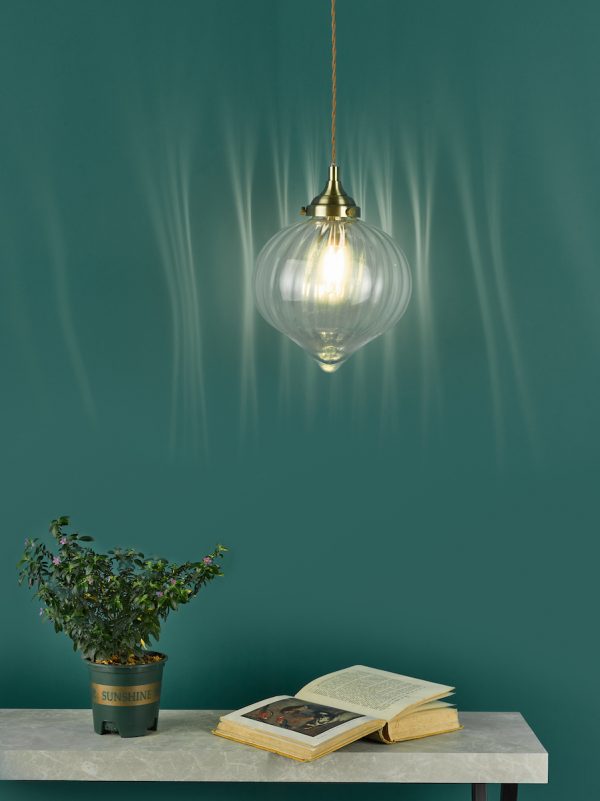 Mya 1 Light Single Pendant Antique Brass Glass - Image 5