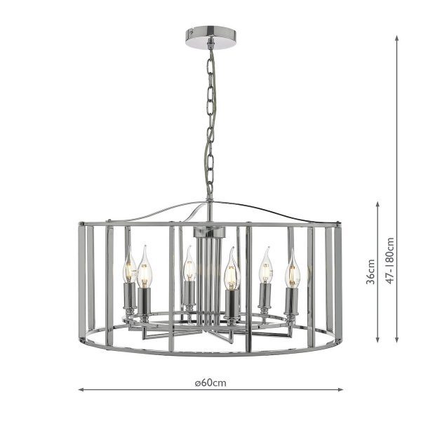 Myka 6 Light Pendant Polished Chrome - Image 6