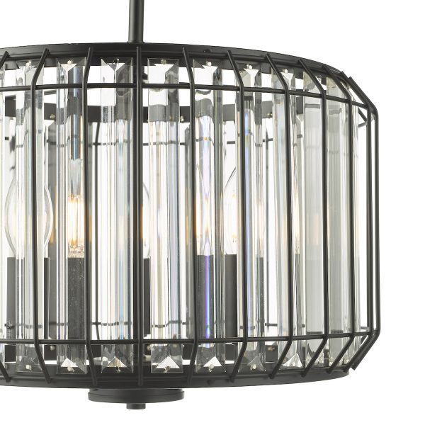 Naeva 3 Light Pendant Satin Black Crystal - Image 3