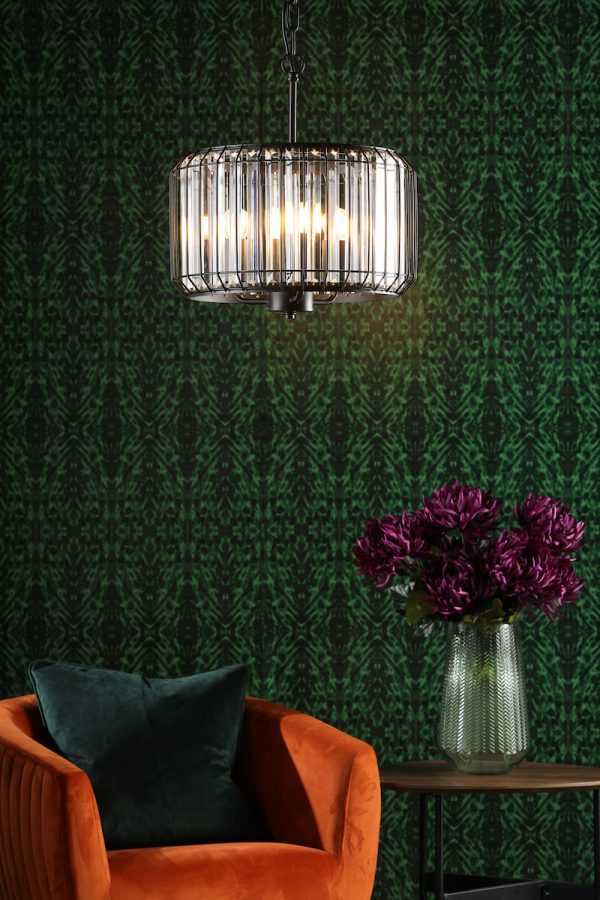 Naeva 3 Light Pendant Satin Black Crystal - Image 5