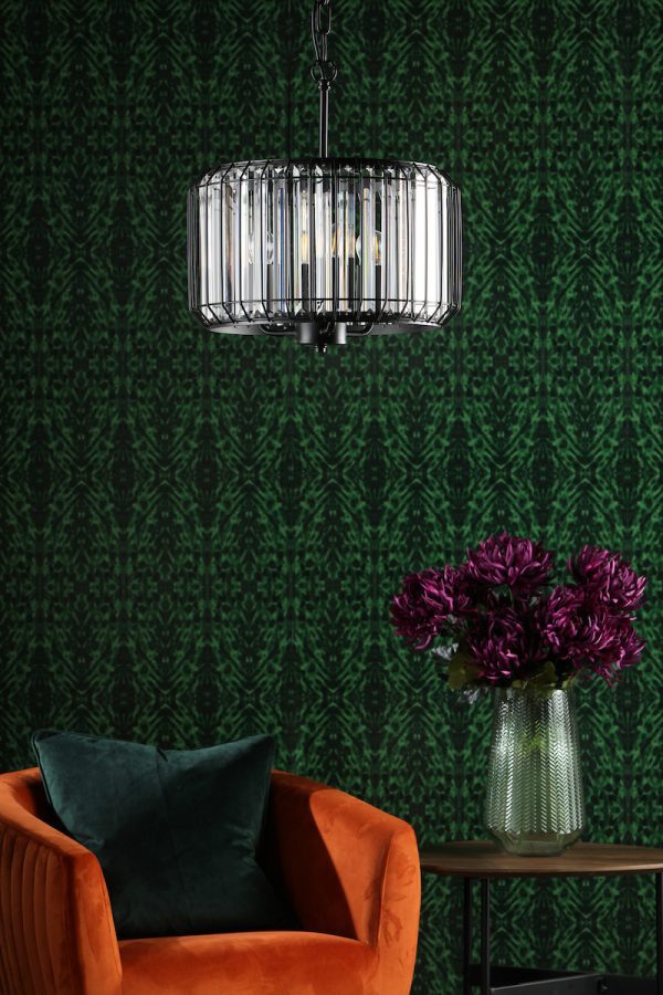 Naeva 3 Light Pendant Satin Black Crystal - Image 6