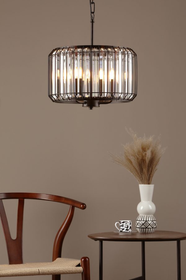 Naeva 3 Light Pendant Satin Black Crystal - Image 7