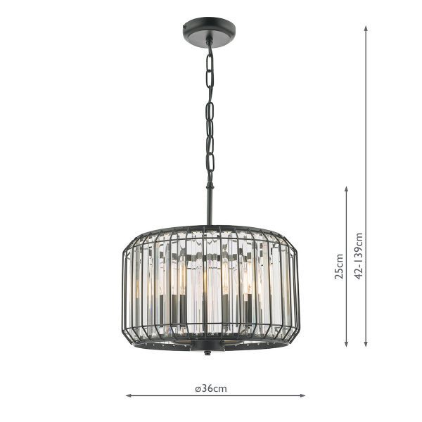 Naeva 3 Light Pendant Satin Black Crystal - Image 9