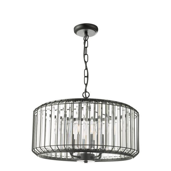Naeva 4 Light Pendant Satin Black Crystal - Image 2