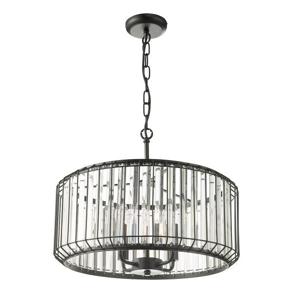 Naeva 4 Light Pendant Satin Black Crystal - Image 3