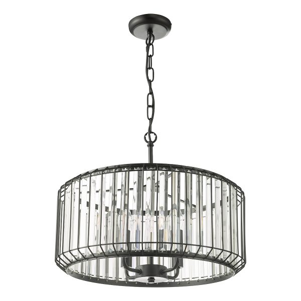 Naeva 4 Light Pendant Satin Black Crystal - Image 4