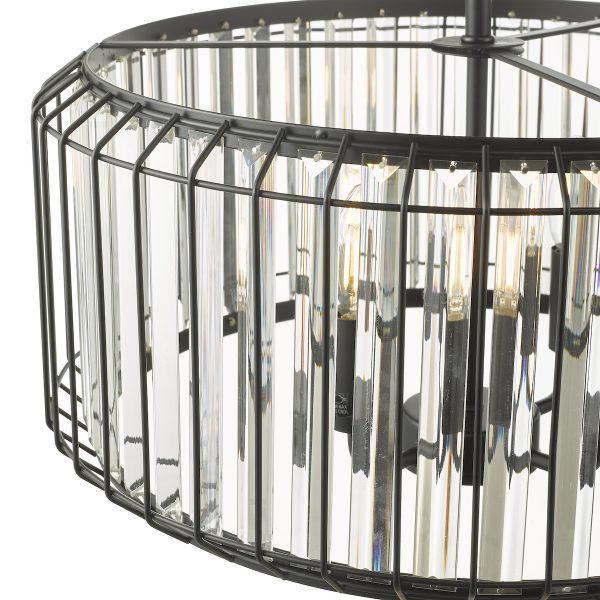 Naeva 4 Light Pendant Satin Black Crystal - Image 5
