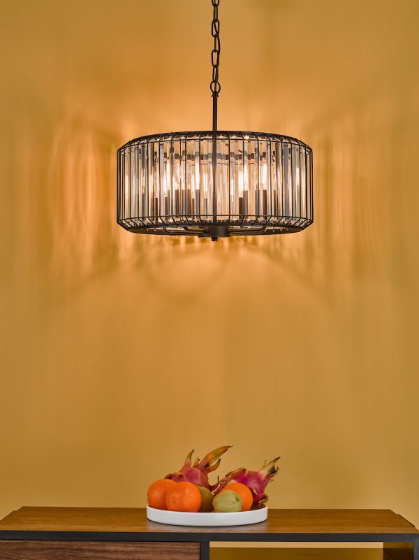 Naeva 4 Light Pendant Satin Black Crystal - Image 7
