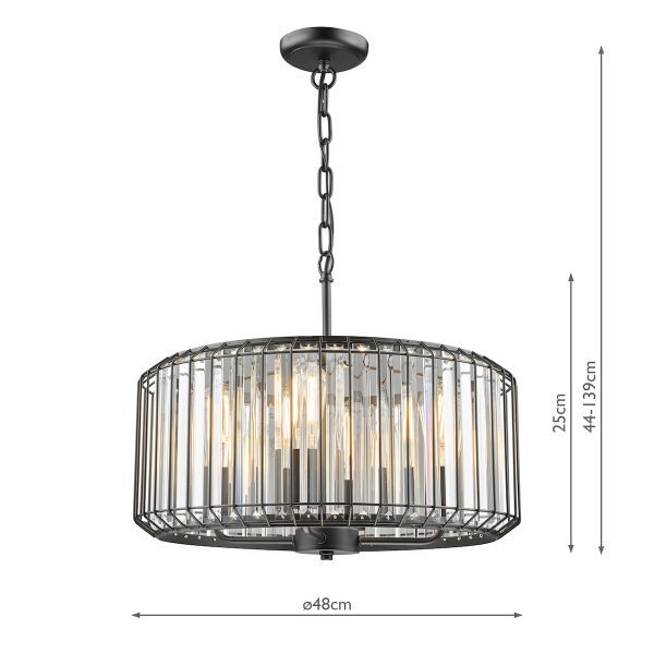 Naeva 4 Light Pendant Satin Black Crystal - Image 8