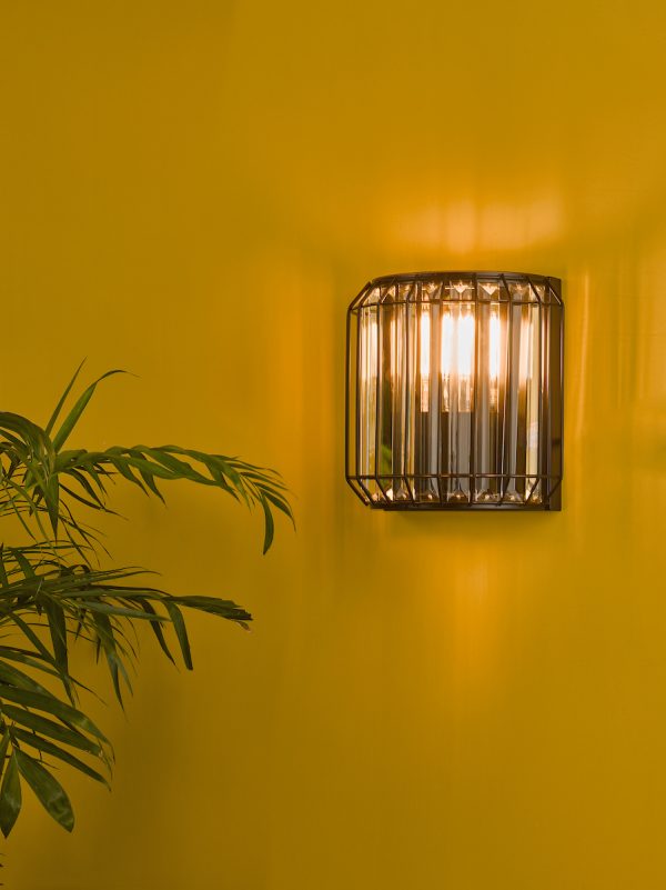 Naeva 2 Light Wall Light Matt Black Glass - Image 5