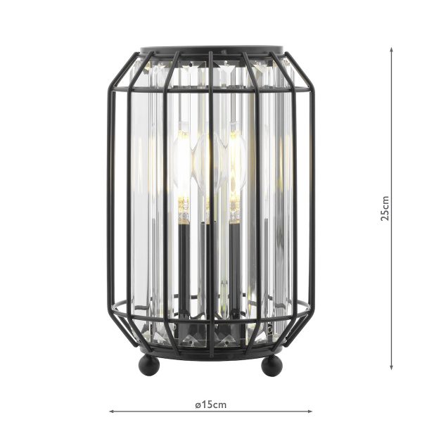 Naeva Table Lamp Matt Black and Crystal - Image 6