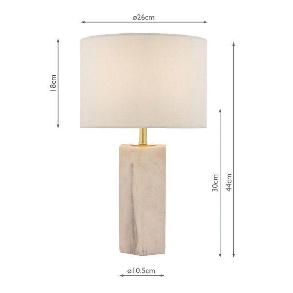 Nalani Table Lamp Pink Marble Effect With Shade - Image 6
