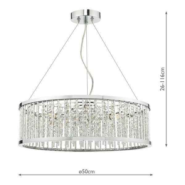Nantes 5 Light Pendant Polished Chrome Aluminium - Image 7