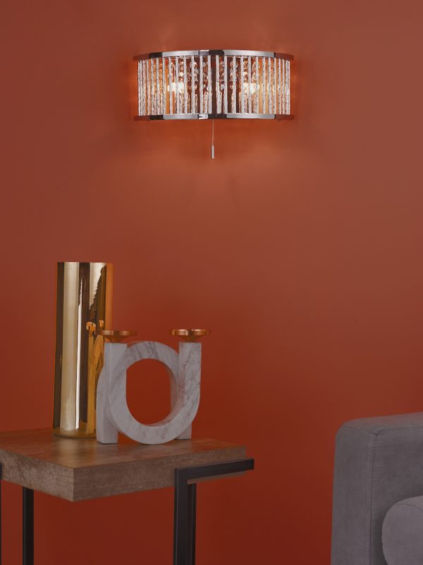 Nantes 2 Light Wall Light Polished Chrome Aluminium - Image 5