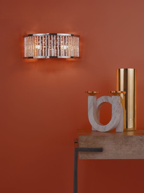Nantes 2 Light Wall Light Polished Chrome Aluminium - Image 6