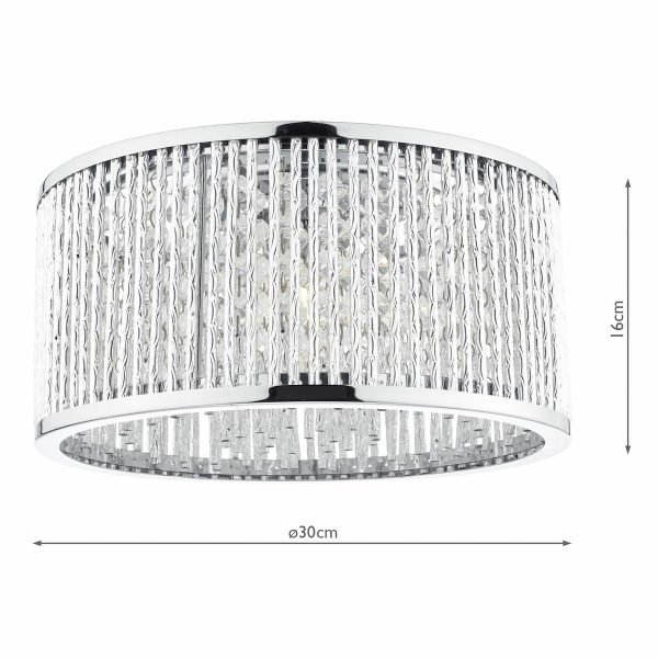 Nantes 3 Light Flush Polished Chrome Alum - Image 5