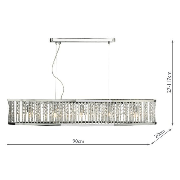 Nantes 5 Light Bar Pendant Polished Chrome Aluminium - Image 8