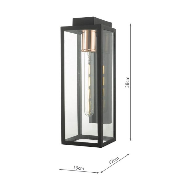 Naxos Outdoor Wall Light Black Glass IP43 - Image 7