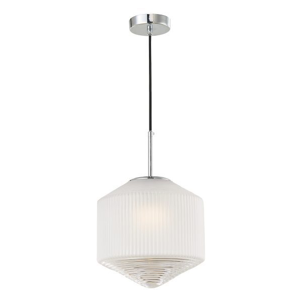 Nisha 1 Light Pendant Polished Chrome And Frosted/Clear Glass