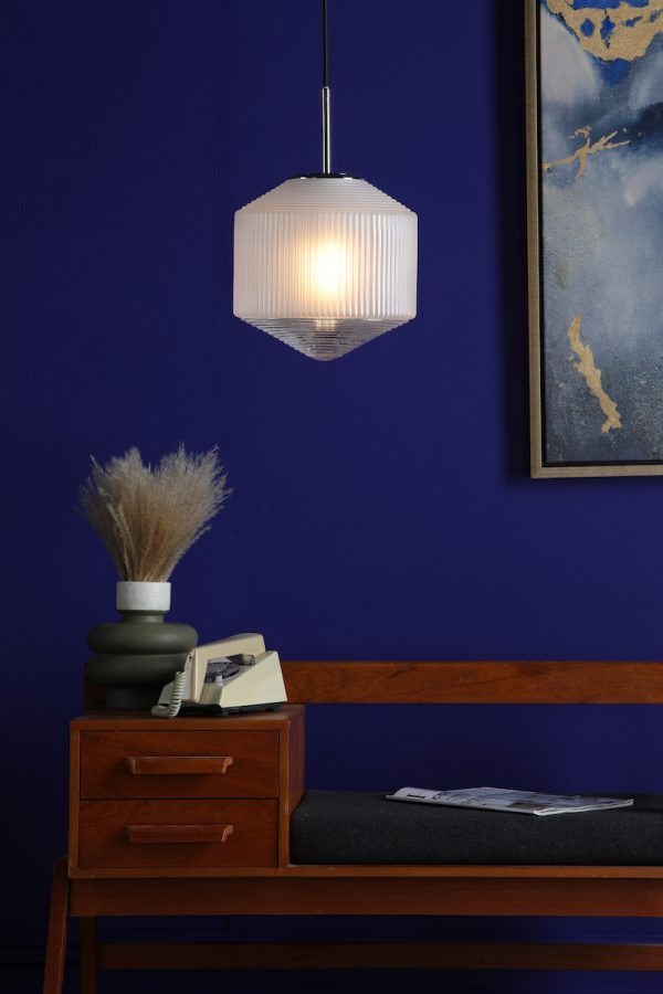 Nisha 1 Light Pendant Polished Chrome And Frosted/Clear Glass - Image 3