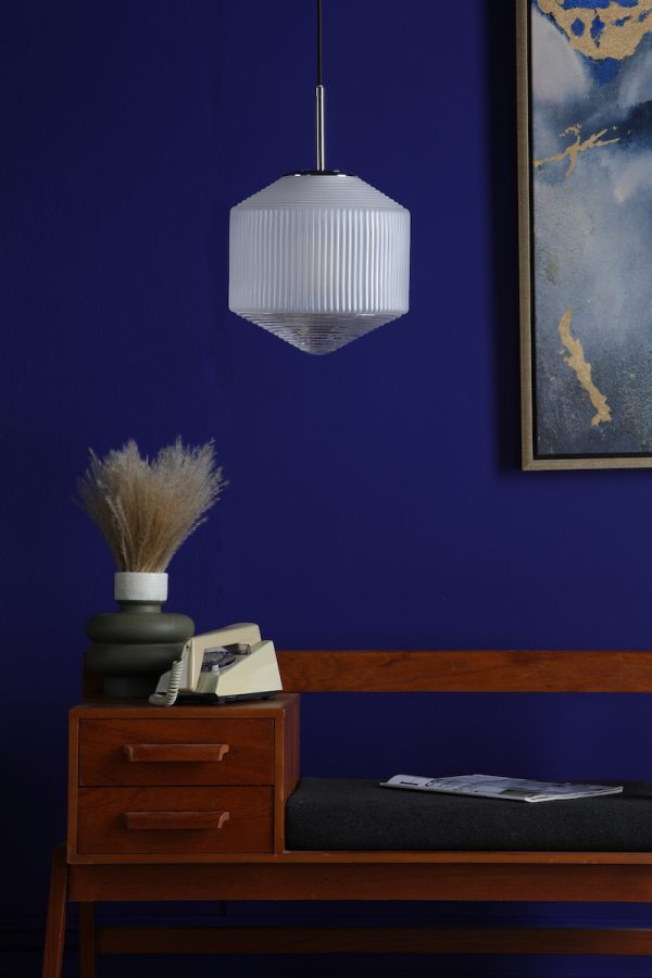 Nisha 1 Light Pendant Polished Chrome And Frosted/Clear Glass - Image 4
