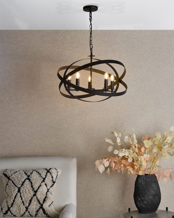 Nitya 5 Light Pendant Matt Black - Image 7