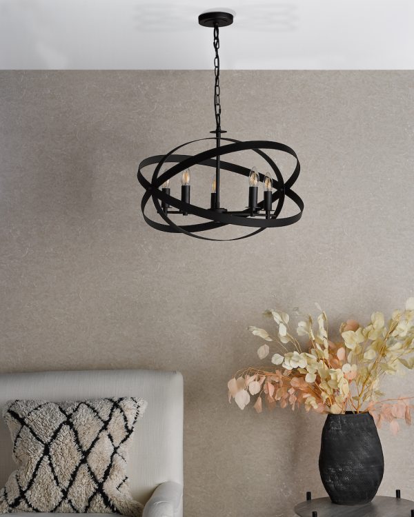 Nitya 5 Light Pendant Matt Black - Image 8