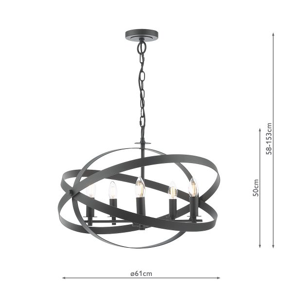 Nitya 5 Light Pendant Matt Black - Image 9