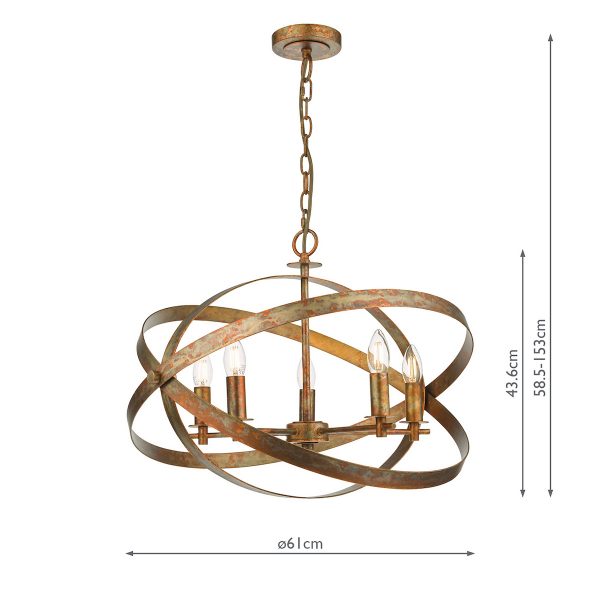 Nitya 5 Light Pendant Mottled Copper - Image 7